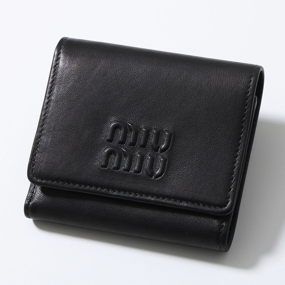 Miu Miu Tri fold Wallet Nappa Leather Nero Black